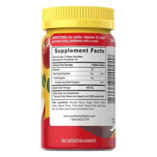 Sundance, Vitamins Apple Cider Vinegar Gummies Natural Apple, 50 Gummies - Image 3
